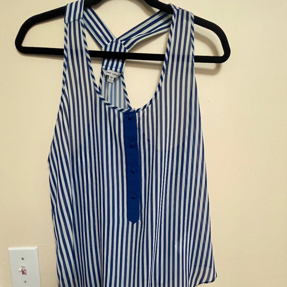 Blue and white dressy tank